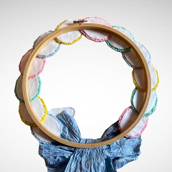 Pattern Yarn Art Eggs with Bunny Rabbit 2-different Embroidery Hoop Wreaths - Picture 6 of 9